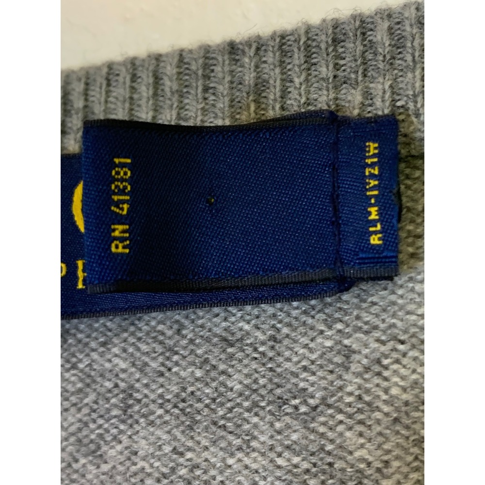 Polo Ralph Lauren XXL Sweater Gray Excellent V-Neck Merino Wool Italian Yarn - Picture 7 of 9